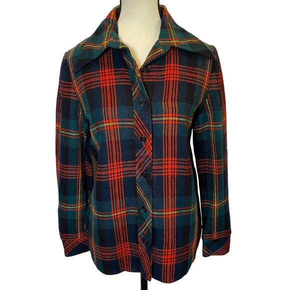Vintage Sears JR Bazaar Women's Plaid Flannel Button Down Shirt Size Small Top - Picture 1 of 10